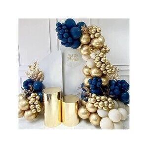 122 Piece Navy Gold Vintage Sand Balloon Arch Kit Birthday Party NEW
